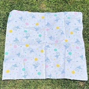 Vintage Beacon Teddy Bear Balloons Flannel Baby Receiving Blanket Confetti GUC